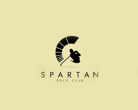  Logo câu lạc bộ gold Spartan với hình ảnh một người đánh gold trùng khớp với hình đầu chiến binh Spartan một cách đầy tinh tế 